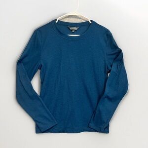 Title nine Headlands Ribbed Long Sleeve Tee Shirt Teal Blue